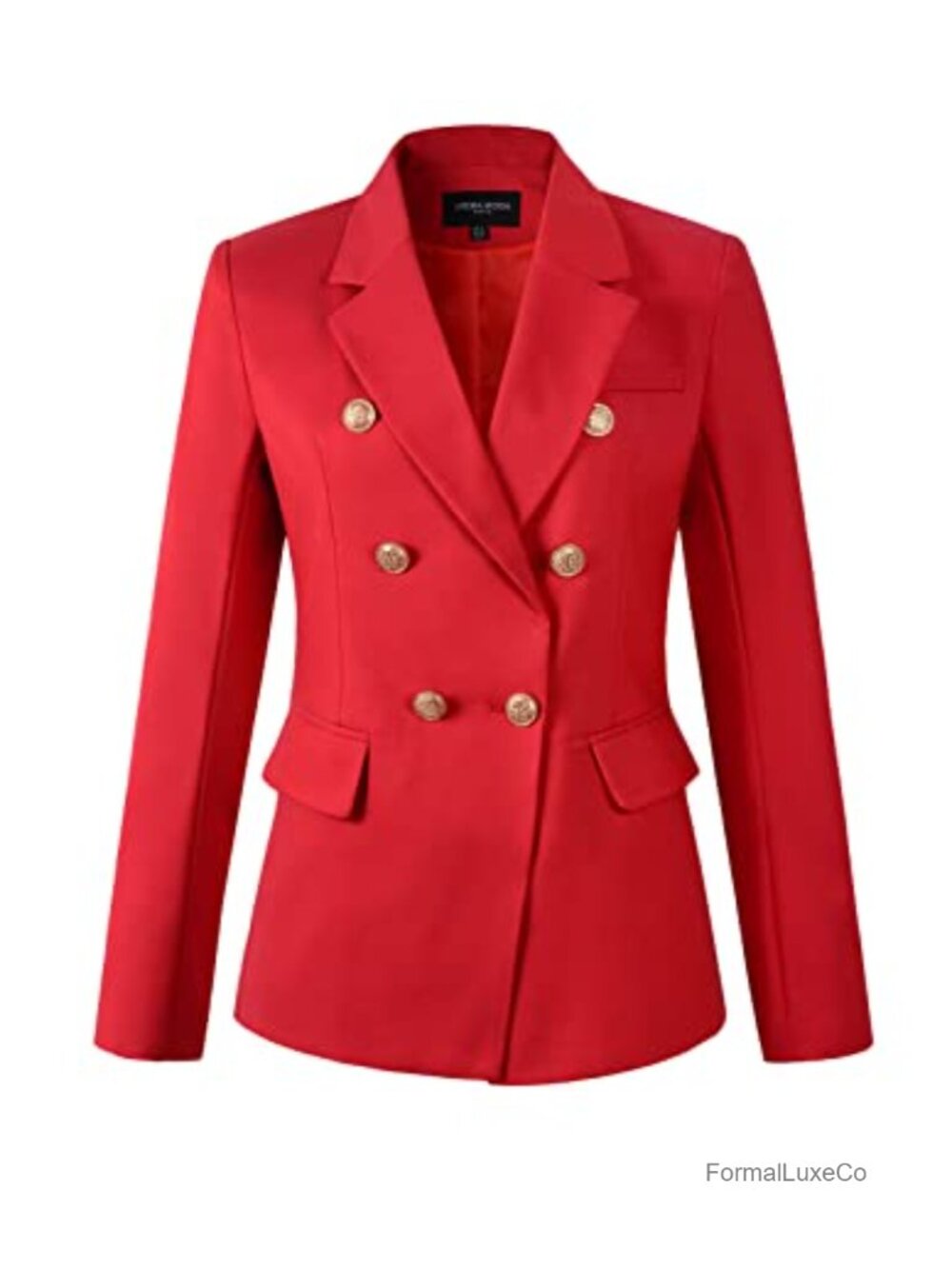 Womens Double Breasted Blazer Long Sleeve Notch Collar Business Suit Jacket